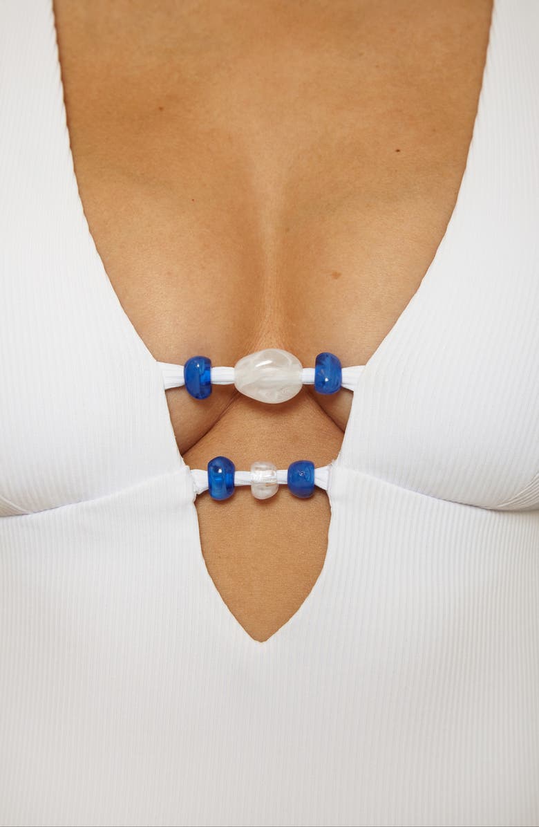 Becca Modern Edge Rib One-Piece Swimsuit, Alternate, color, White