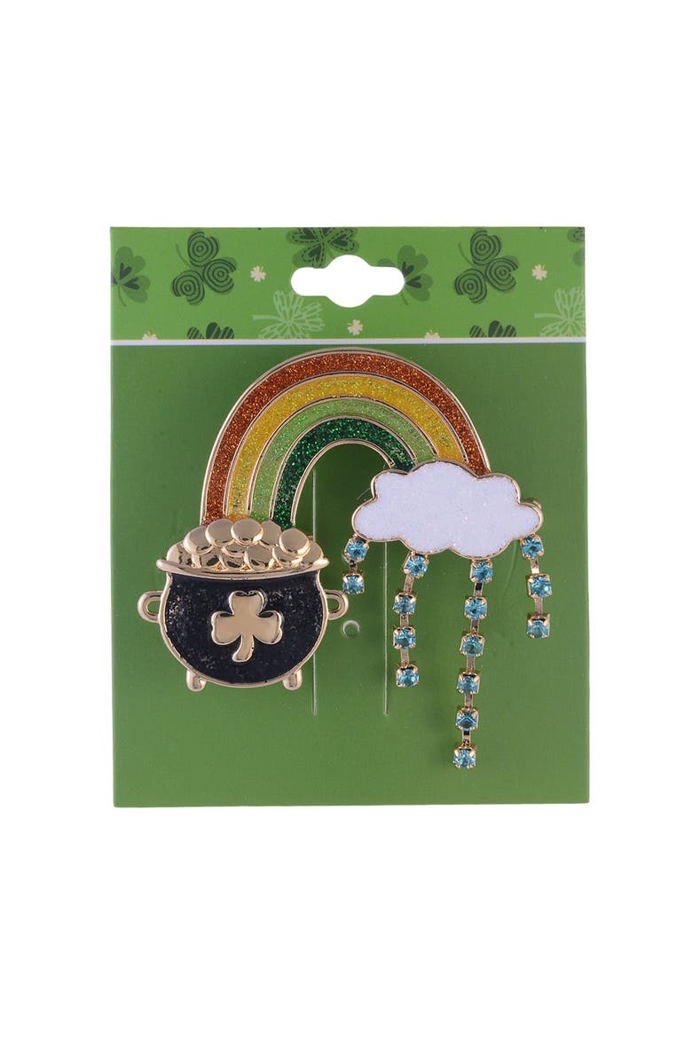 Rainbow and Pot of Gold Pin, Alternate, color, Green