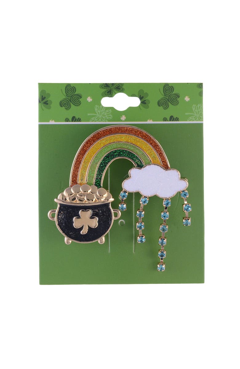 Hallmark Rainbow and Pot of Gold Pin, Alternate, color, Green