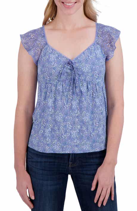 Lucky Brand Floral Tie Front Top