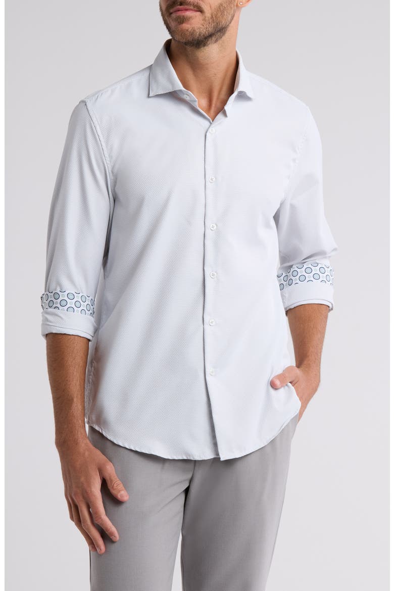 Dobby Dress Shirt, Main, color, WHITE/GREY