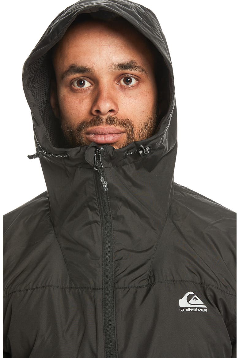 Overcast Water Repellent Hooded Windbreaker, Alternate, color, BLACK
