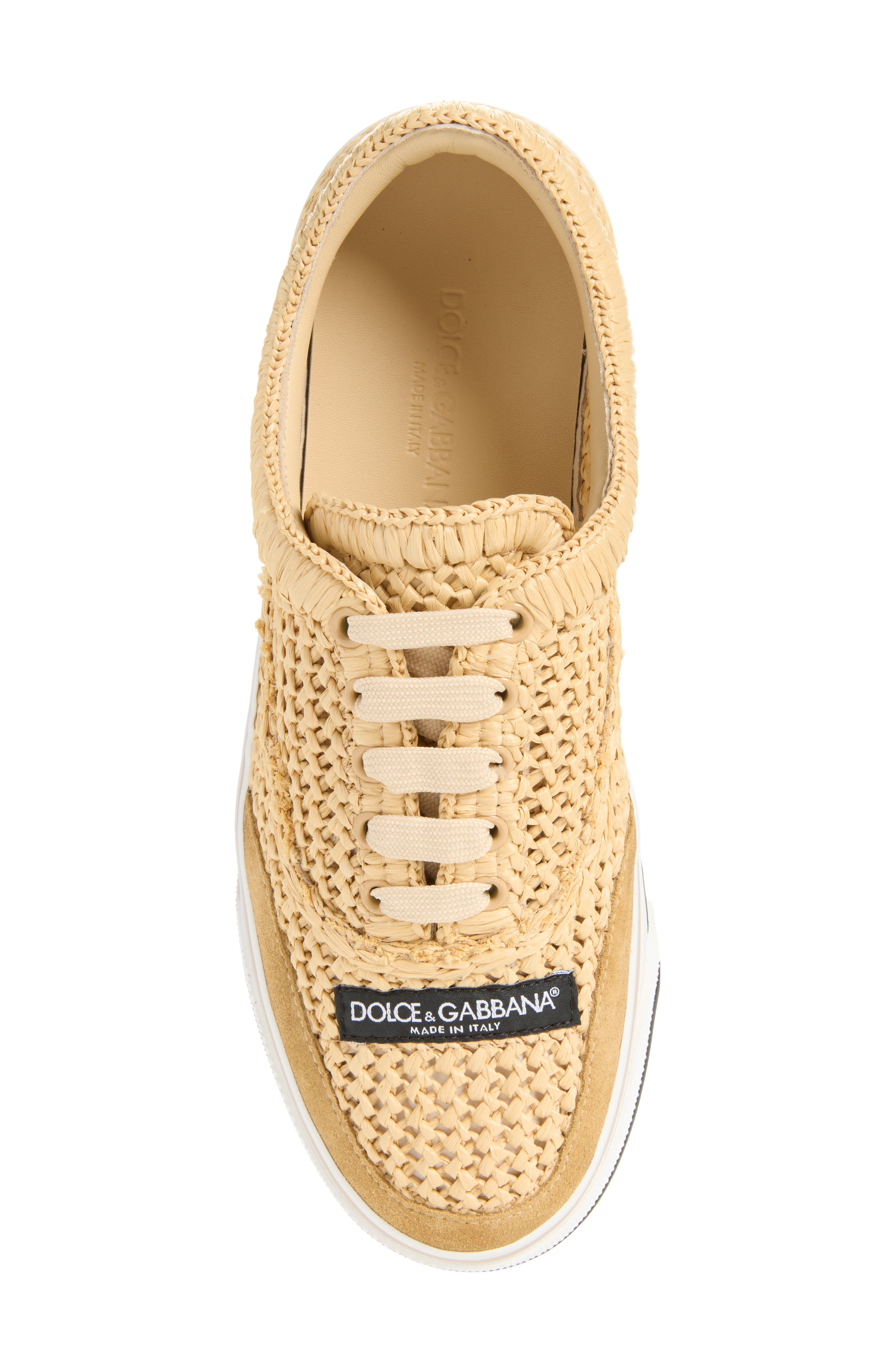 Raffia Lace-Up Sneaker, Alternate, color, CREMA/ NATURALE