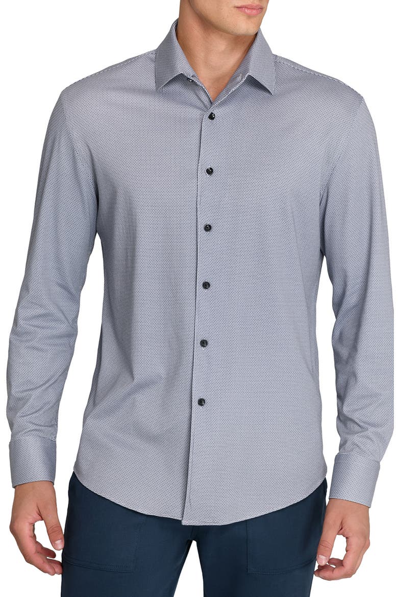 Geo Print Knit Long Sleeve Basic, Main, color, WHITE/BLACK