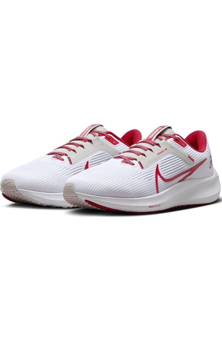 Nike Unisex Nike White Alabama Crimson Tide Zoom Pegasus 40 Running Shoe, Main, color, White