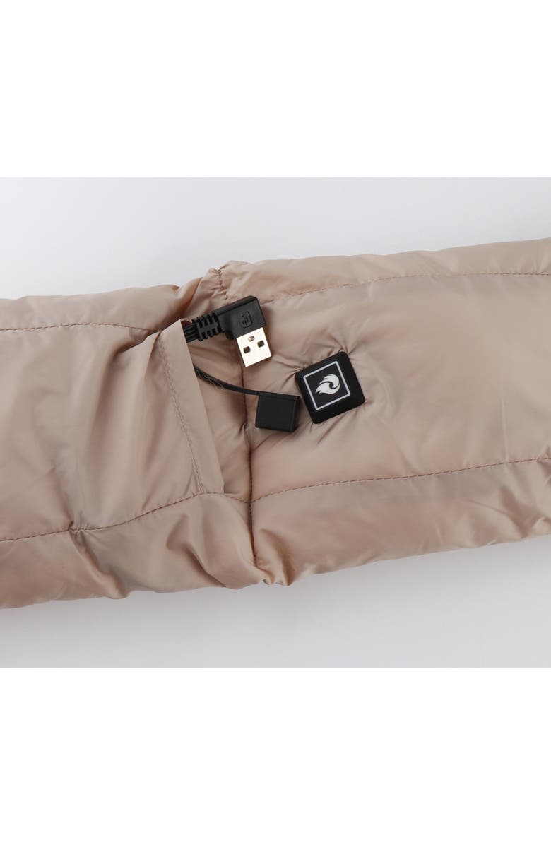 HELIOS THE HEATED COAT Paffuto Box Quilted Heated Scarf, Alternate, color, Taupe