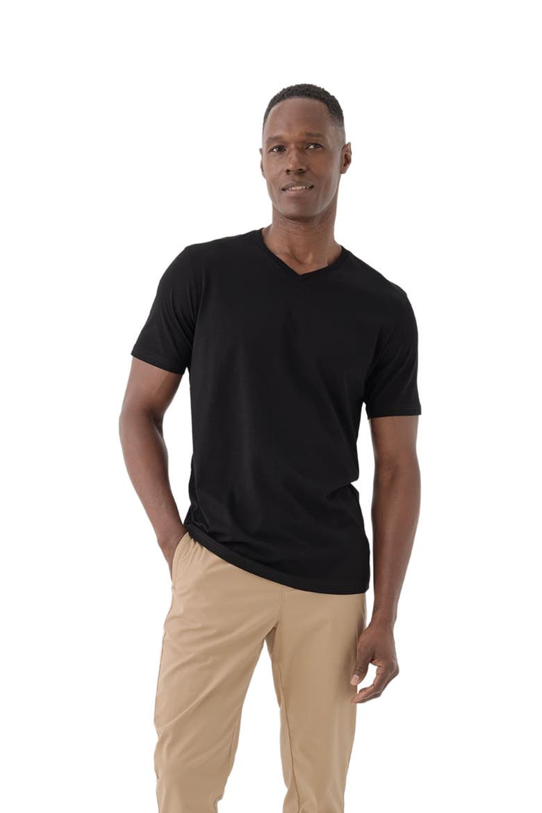 Organic Softspun V-Neck Tee, Alternate, color, Black