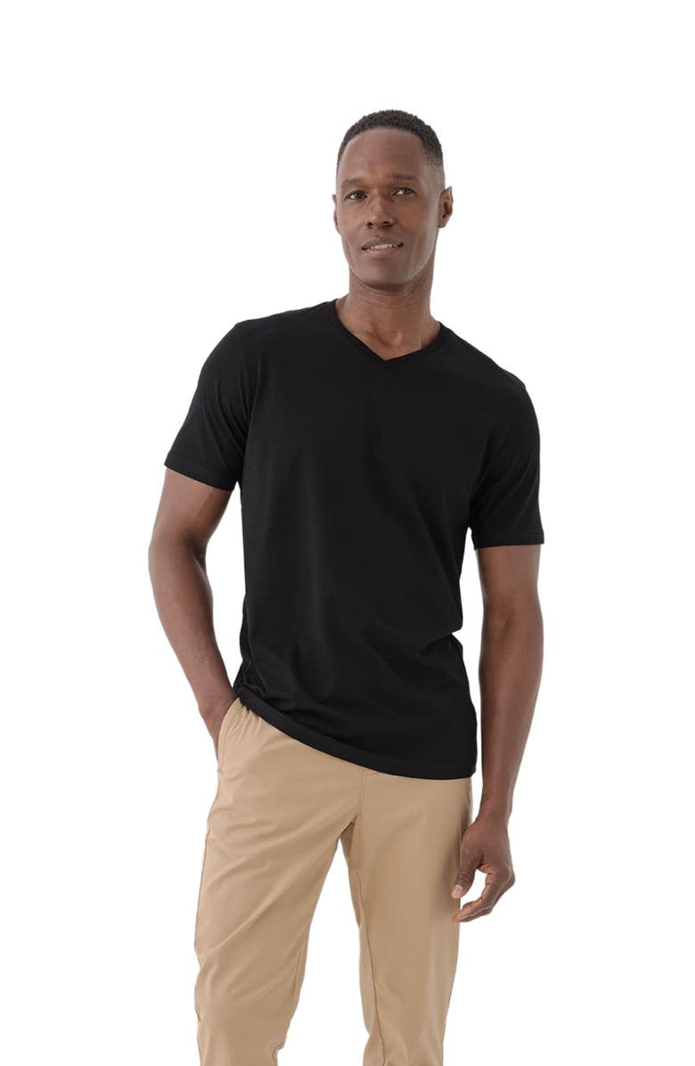 Pact Organic Softspun V-Neck Tee, Alternate, color, Black