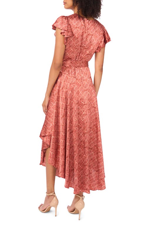 Vince Camuto Flutter Sleeve Satin Midi Dress In Pink