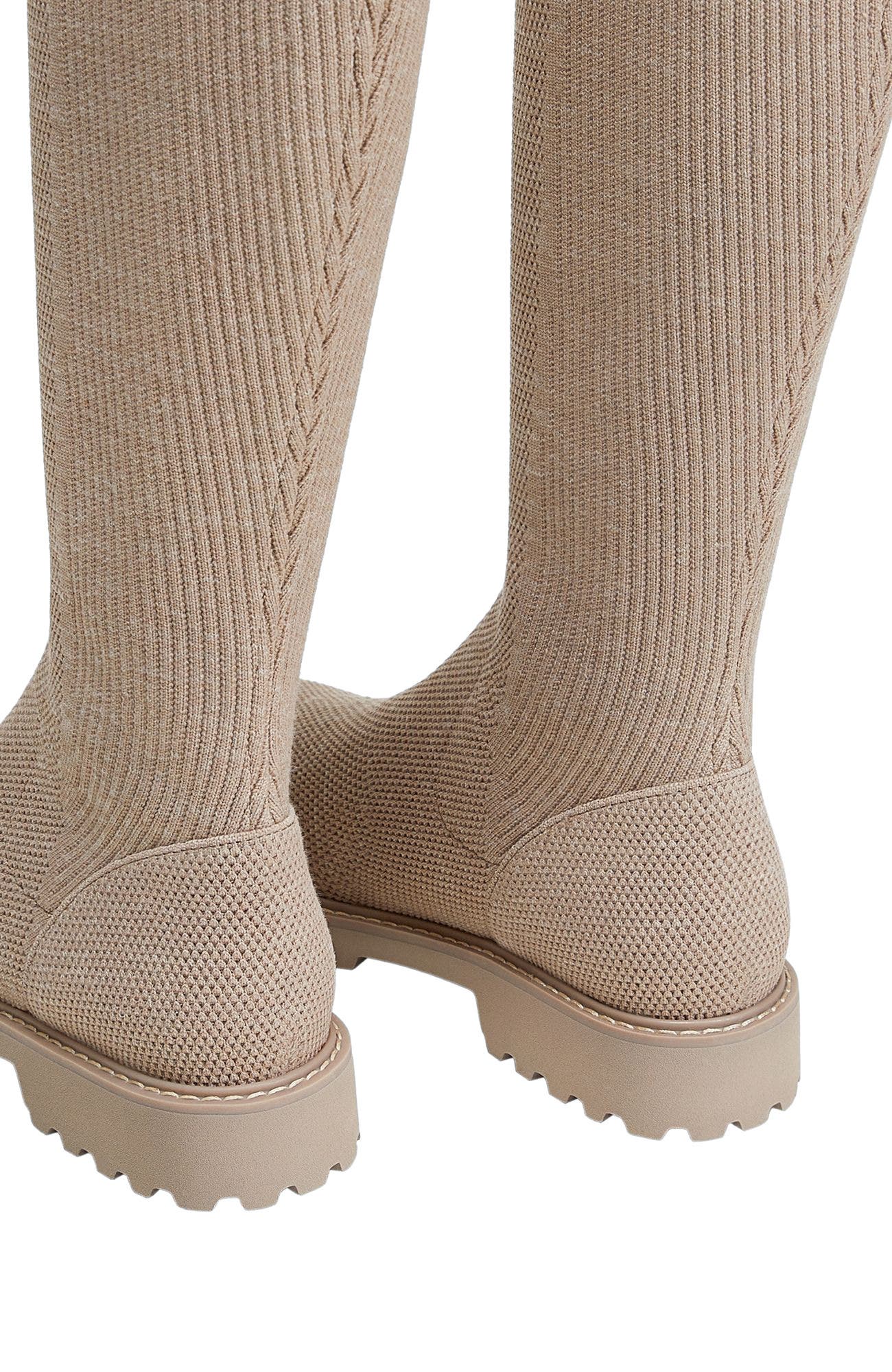 VIVAIA Round-Toe Stretchy Wool Knee-High Boots, Alternate, color, Warm Taupe