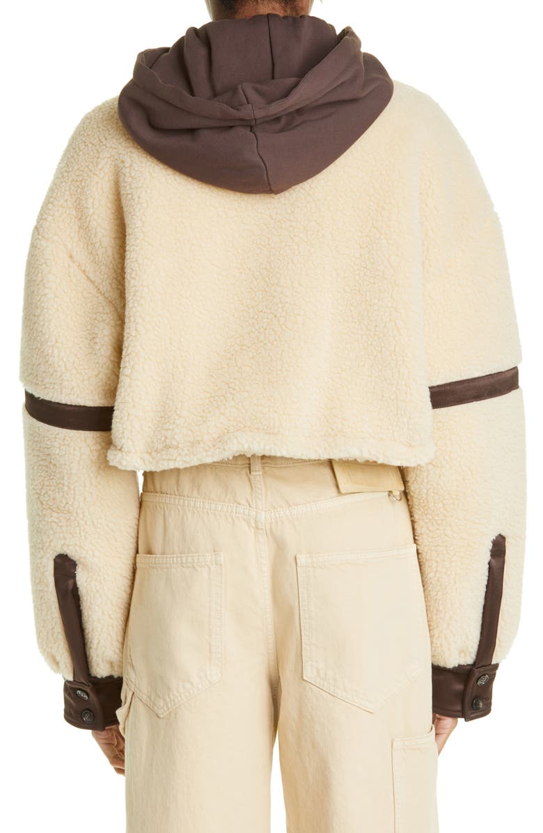 AMIRI Hybrid Faux Shearling Hooded Track Jacket, Alternate, color,