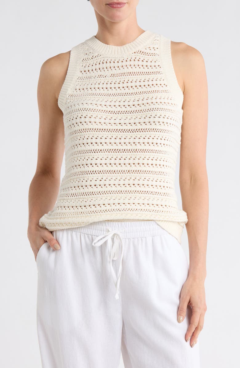 Tommy Bahama Open Stitch Sweater Tank, Main, color, Bleached Sand