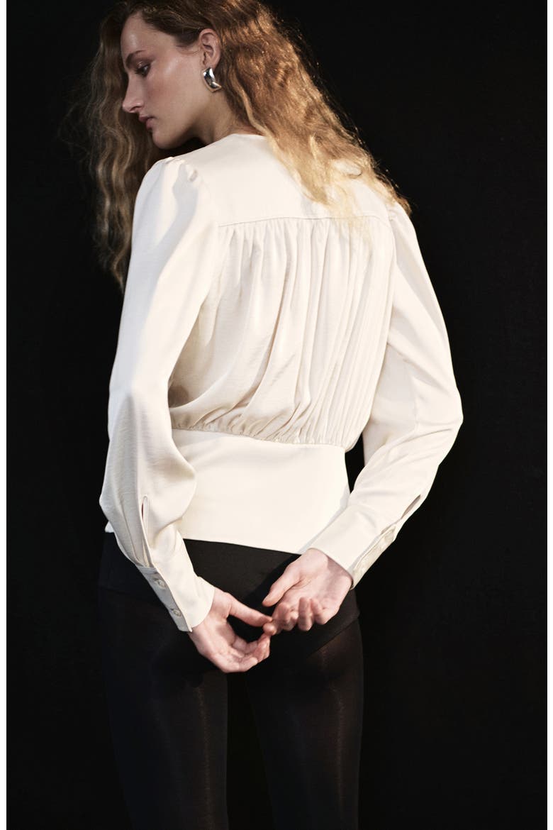 Goldy Balloon Sleeve Pleated Top, Alternate, color, ECRU