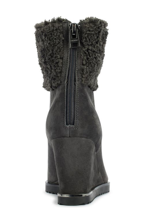 Dkny Powell Faux Shearling Lined Wedge Boot In Black