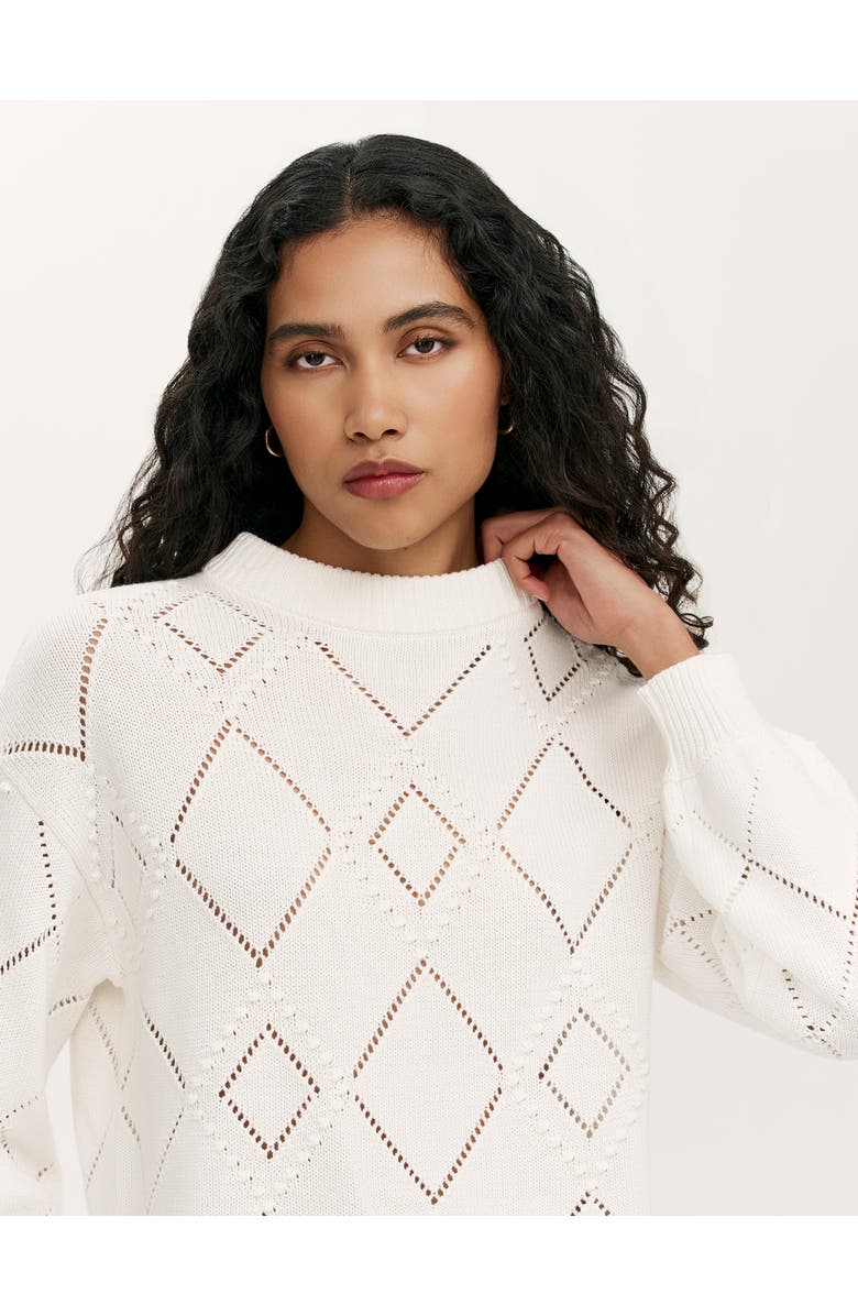 Finery London Odette Round Neck Knitted Sweater, Alternate, color, Ivory