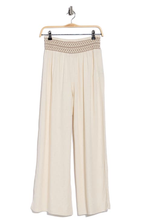 Smocked Waist Wide Leg Pants