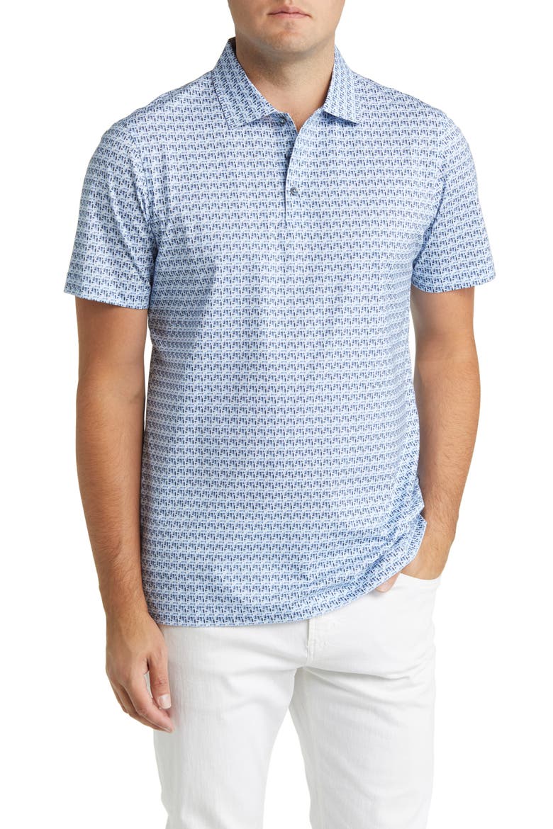 Victor OoohCotton® Pixel Print Polo, Main, color, AIR BLUE