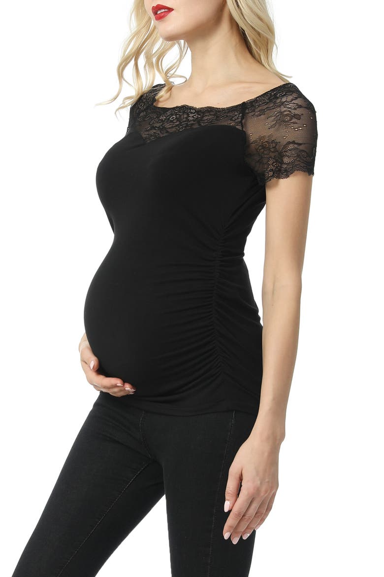 Valerie Lace Maternity Top, Alternate, color, BLACK