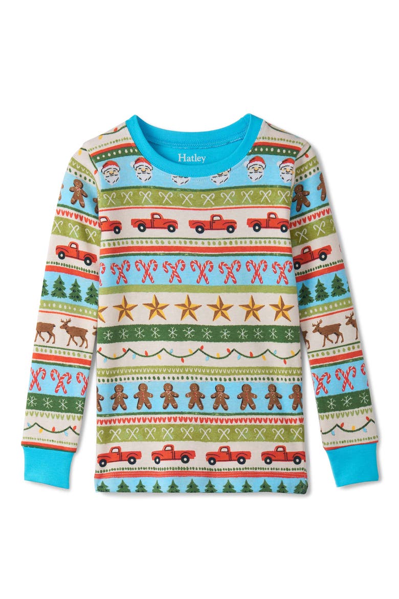 Kids' Blue Fun Fair Isle Fitted Two-Piece Pajamas, Alternate, color, BLUE