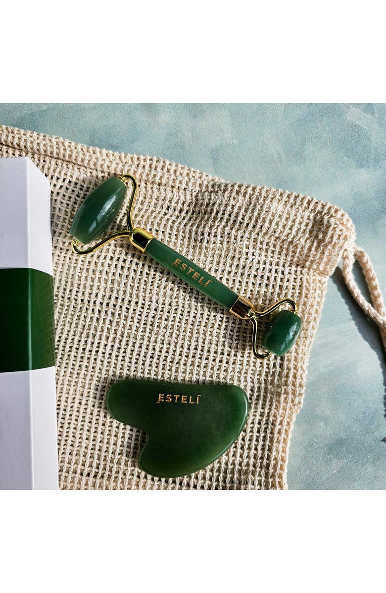 Esteli Aventurine Roller and Gua Sha Set, Alternate, color, Dark Green