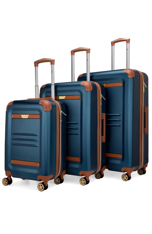 19v69 Italia Vintage 3 Piece Expandable Spinner Luggage Set In Blue