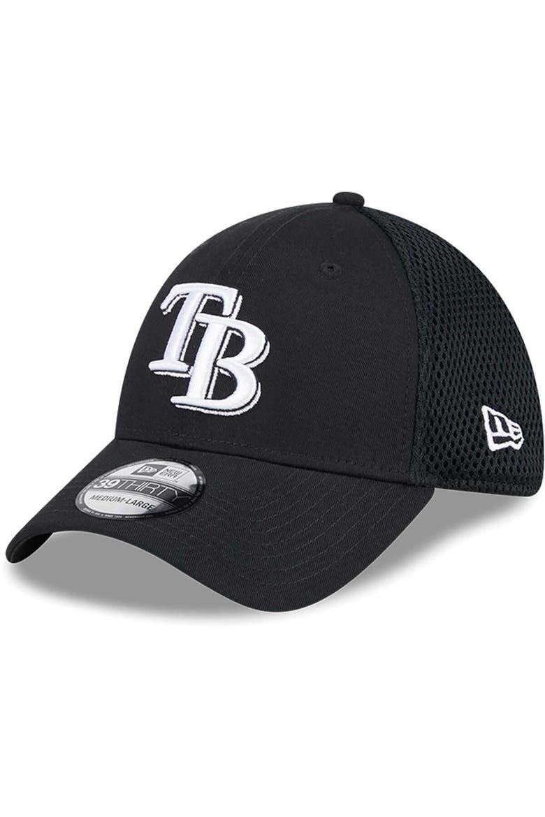 Men's New Era Tampa Bay Rays Neo 39THIRTY Flex Hat, Main, color, Black