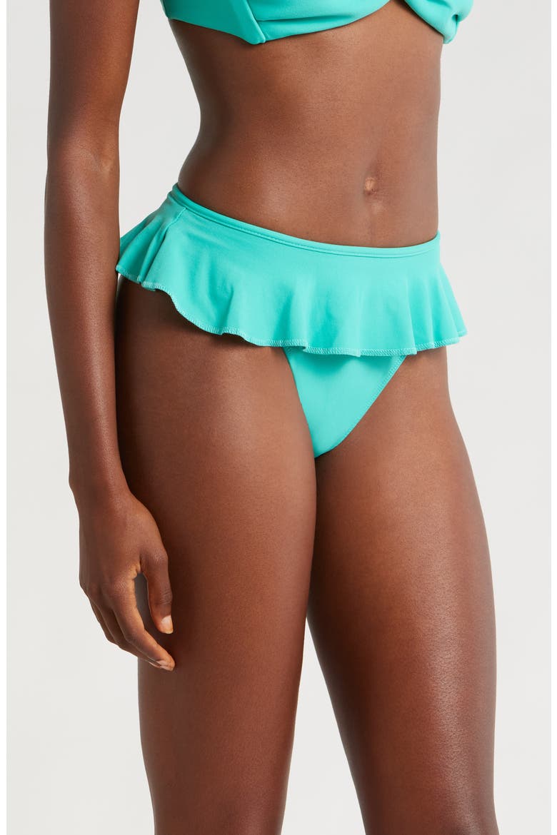 Tamarindo Ruffle Bikini Bottoms, Alternate, color, TEAL