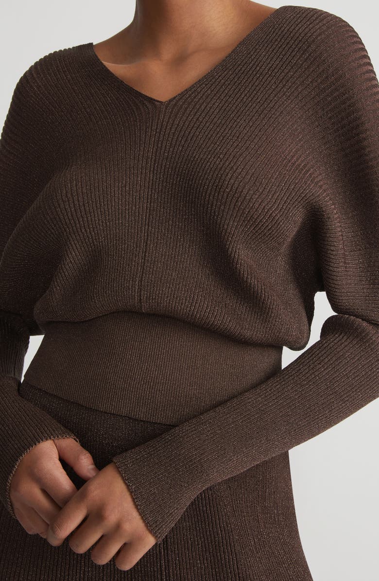 Lafayette 148 New York Juliet Sleeve Glitter Rib Sweater, Alternate, color,