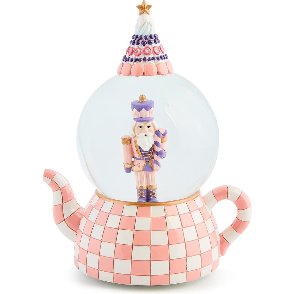 Mackenzie-childs Mackenzie Childs Rosy Check Teacup Snow Globe In Pink