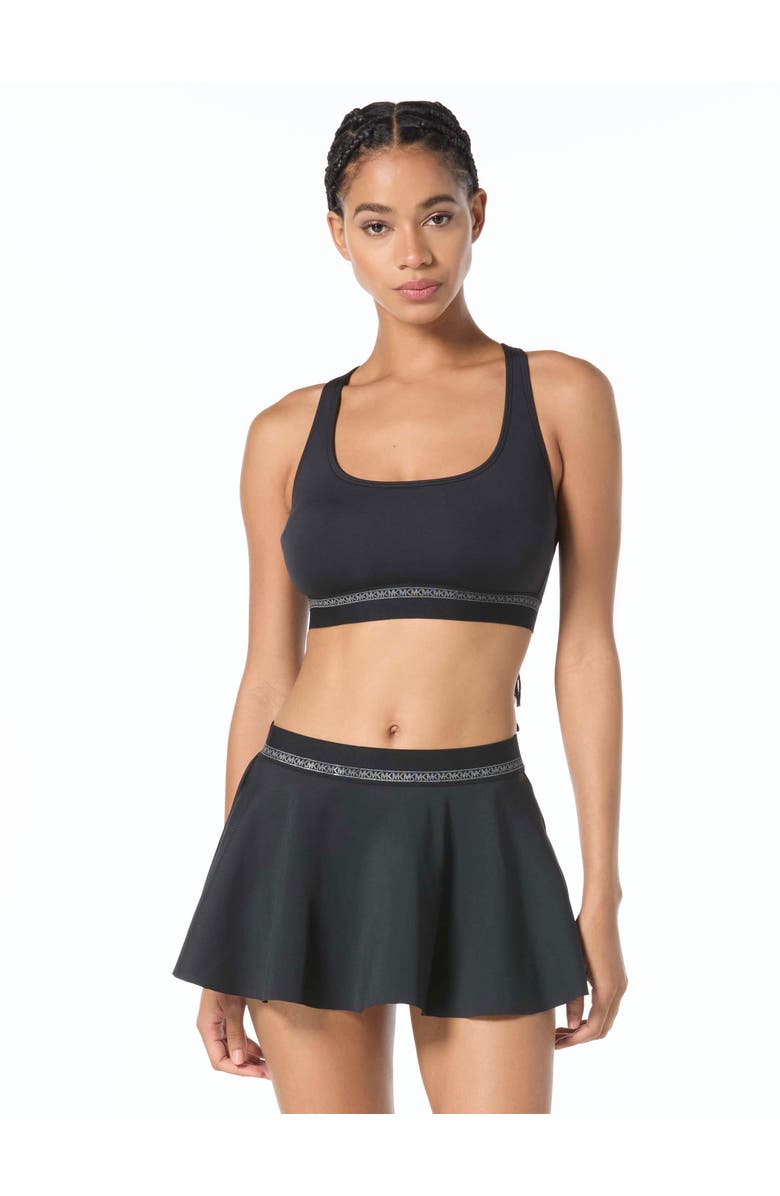 MICHAEL Michael Kors Signature Scuba Cross Back Bra Swim Top, Main, color, Black