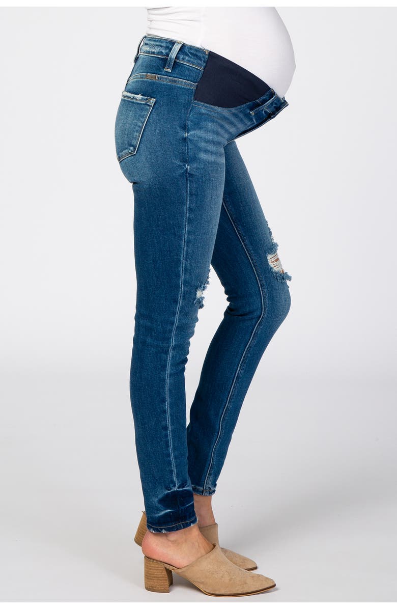 PinkBlush Distressed Side Insert Maternity Jeans, Alternate, color, Blue