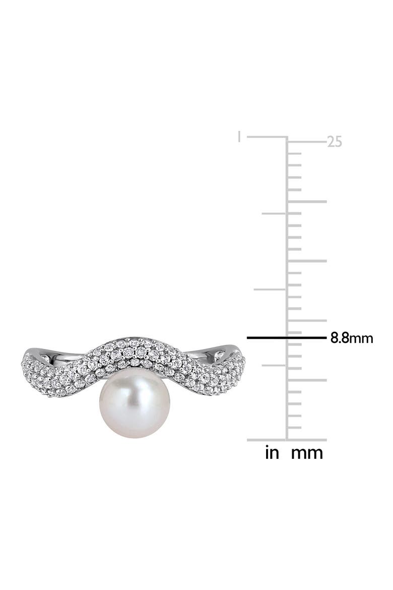 6-6.5mm Cultured Freshwater Pearl & White Topaz Ring, Alternate, color, WHITE