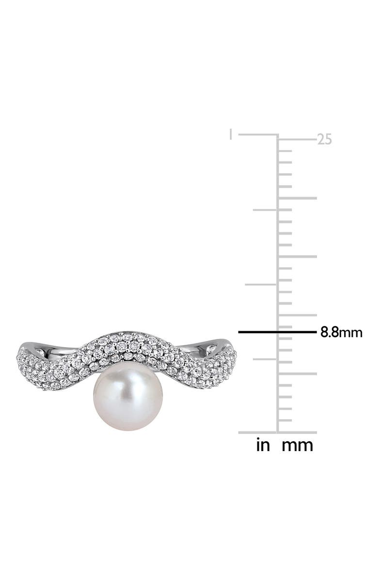 DELMAR 6-6.5mm Cultured Freshwater Pearl & White Topaz Ring, Alternate, color, White