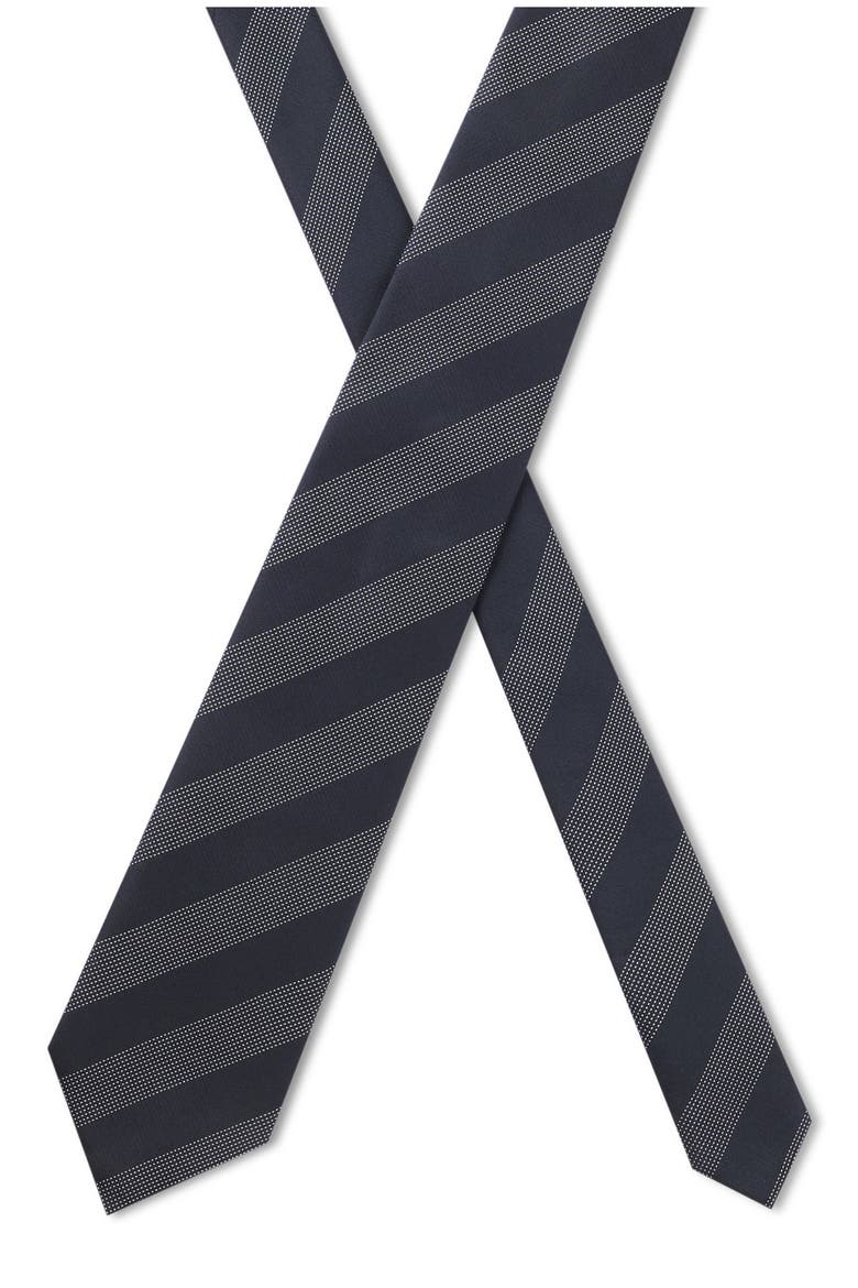 Striped Silk Tie, Alternate, color, DARK BLUE
