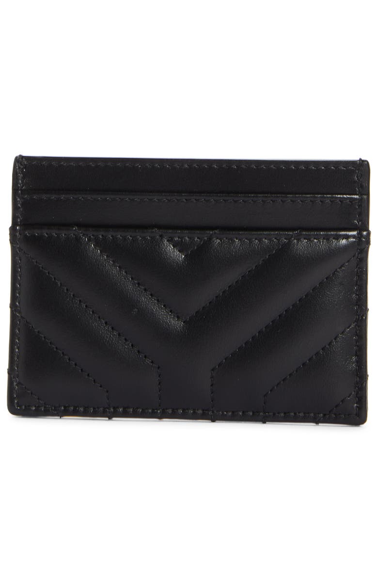 Saint Laurent Joan Quilted Leather Card Case, Alternate, color,