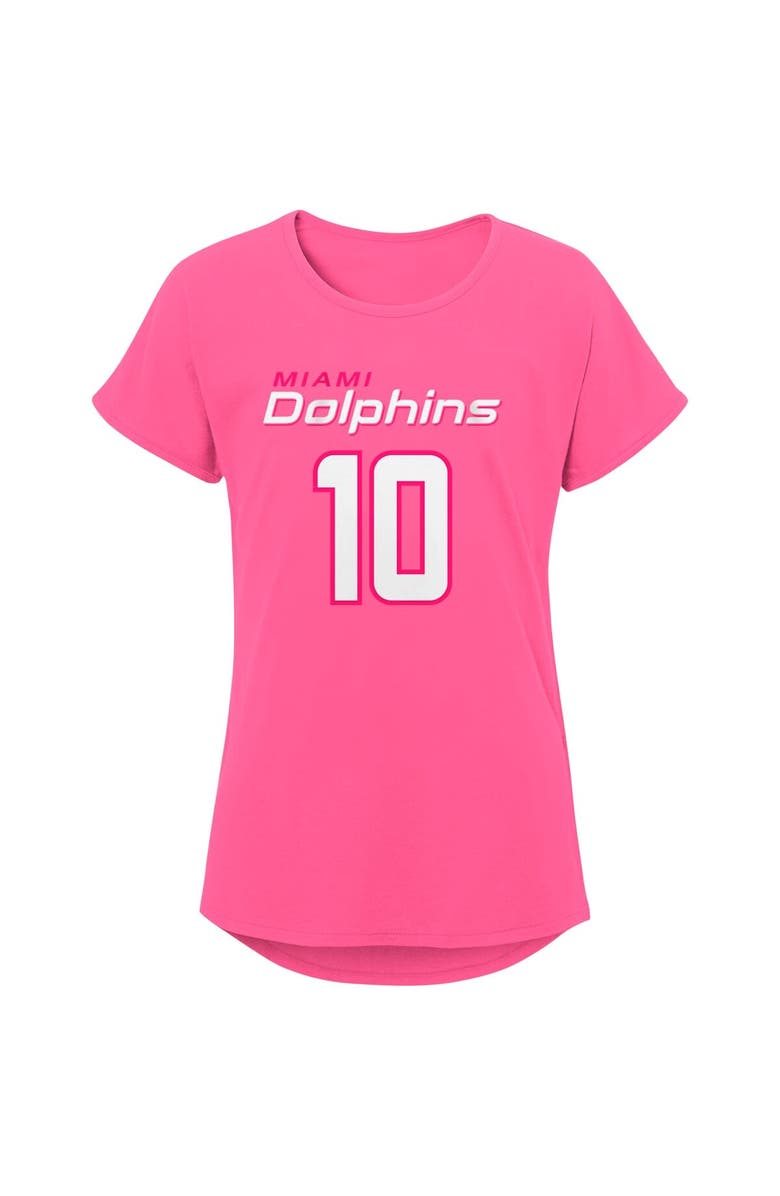Outerstuff Girls Youth Tyreek Hill Pink Miami Dolphins Player Name & Number T-Shirt, Alternate, color, 