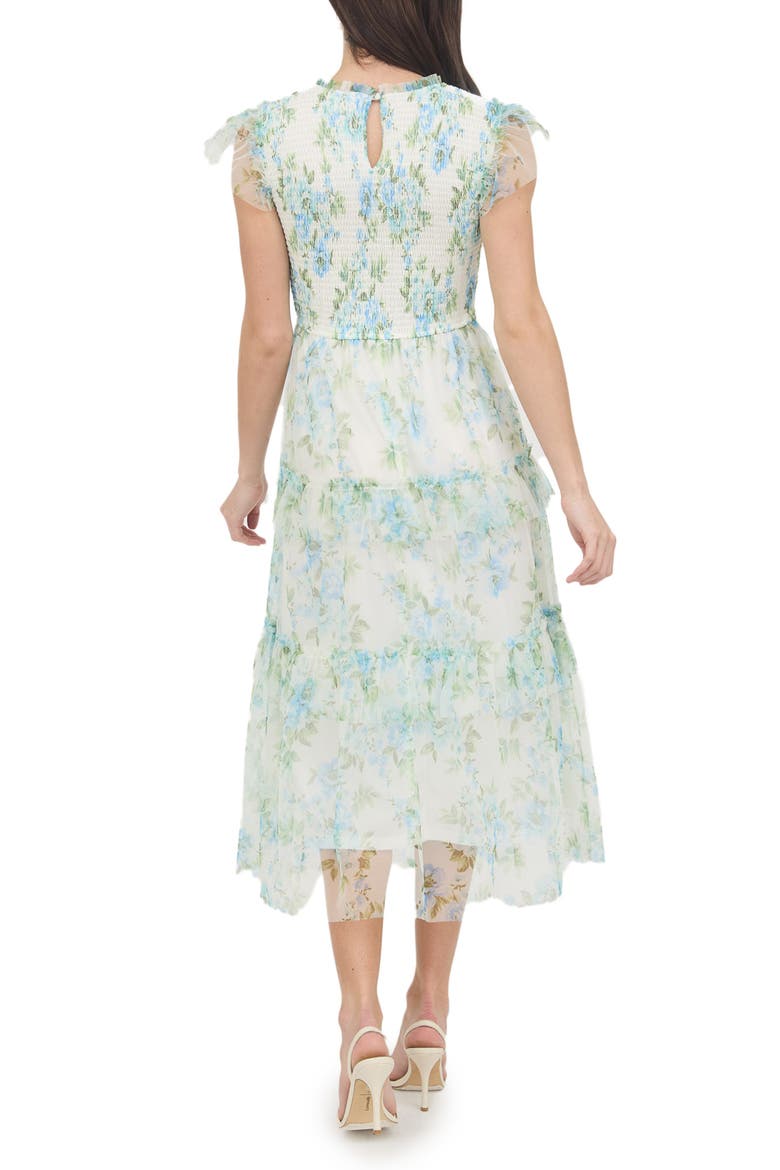 Floral Smocked Maxi Dress, Alternate, color, BLUE MULTI