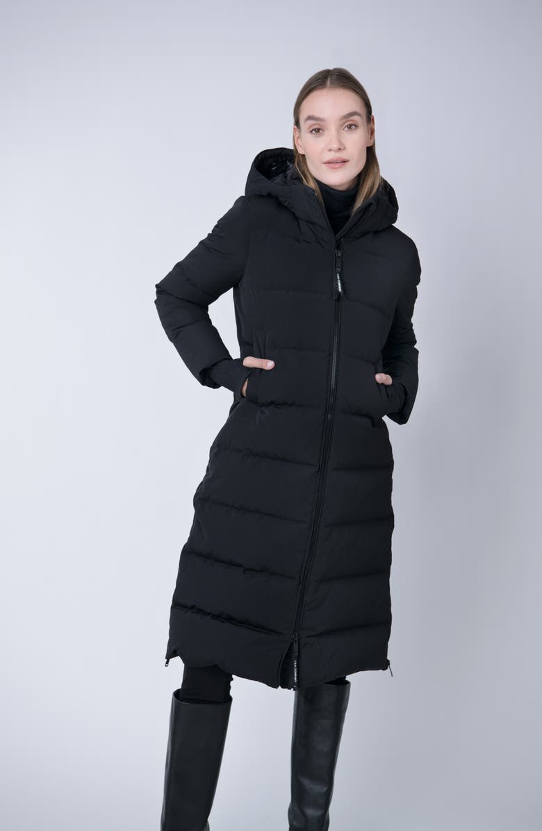 The Recycled Planet Company Lungo Recycled Longline Water Resistant Feather & Down Fill Puffer Coat, Alternate, color,