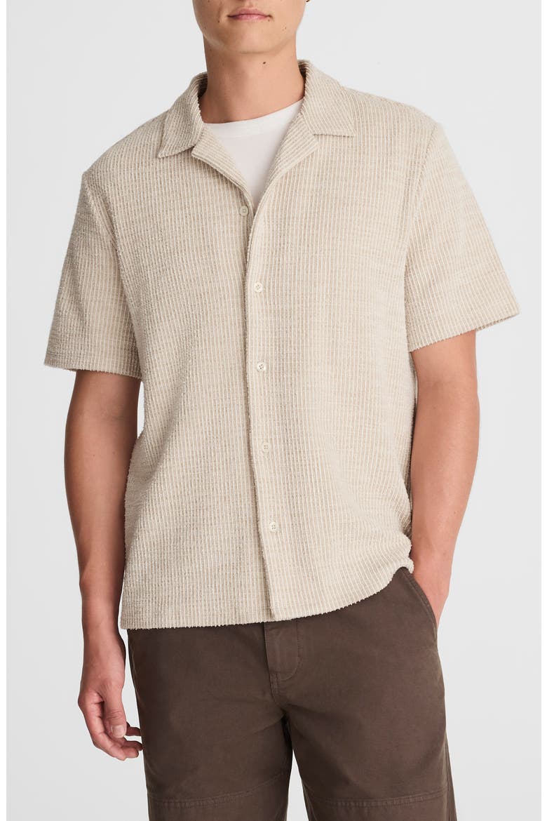 Texture Stripe Camp Shirt, Main, color, STRIPE DUNE