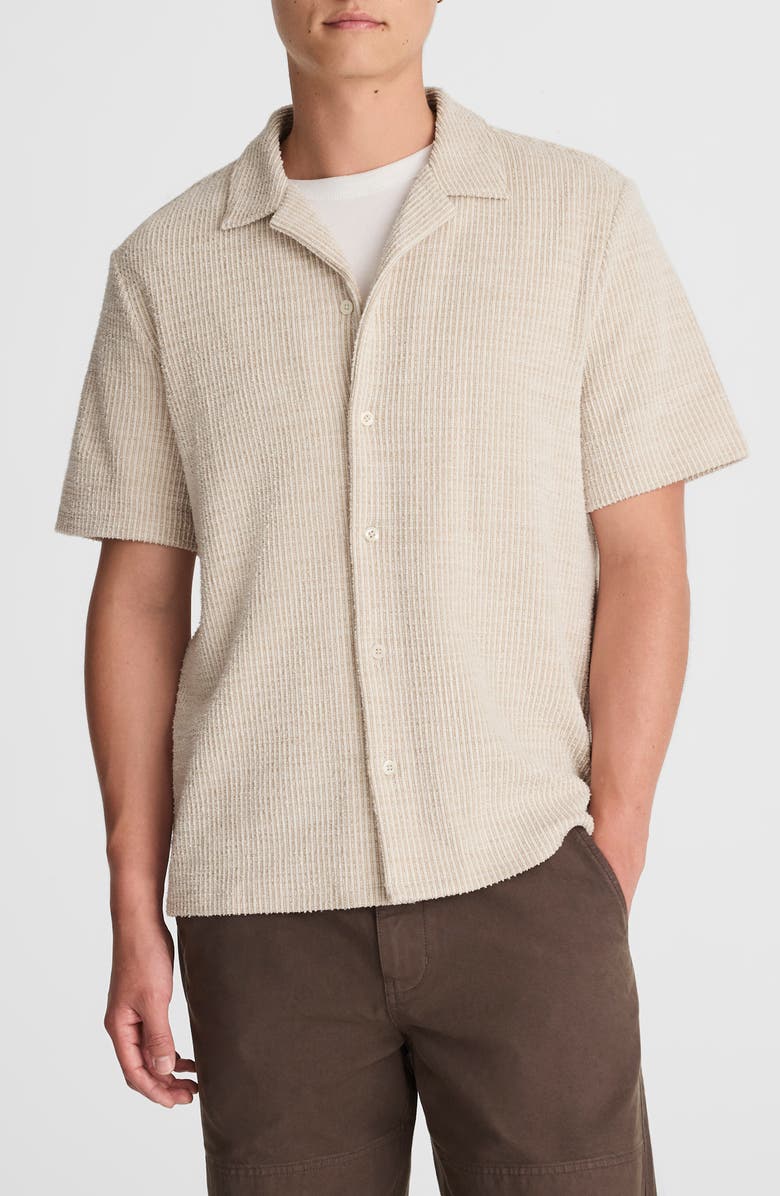Madewell Texture Stripe Camp Shirt, Main, color, Stripe Dune