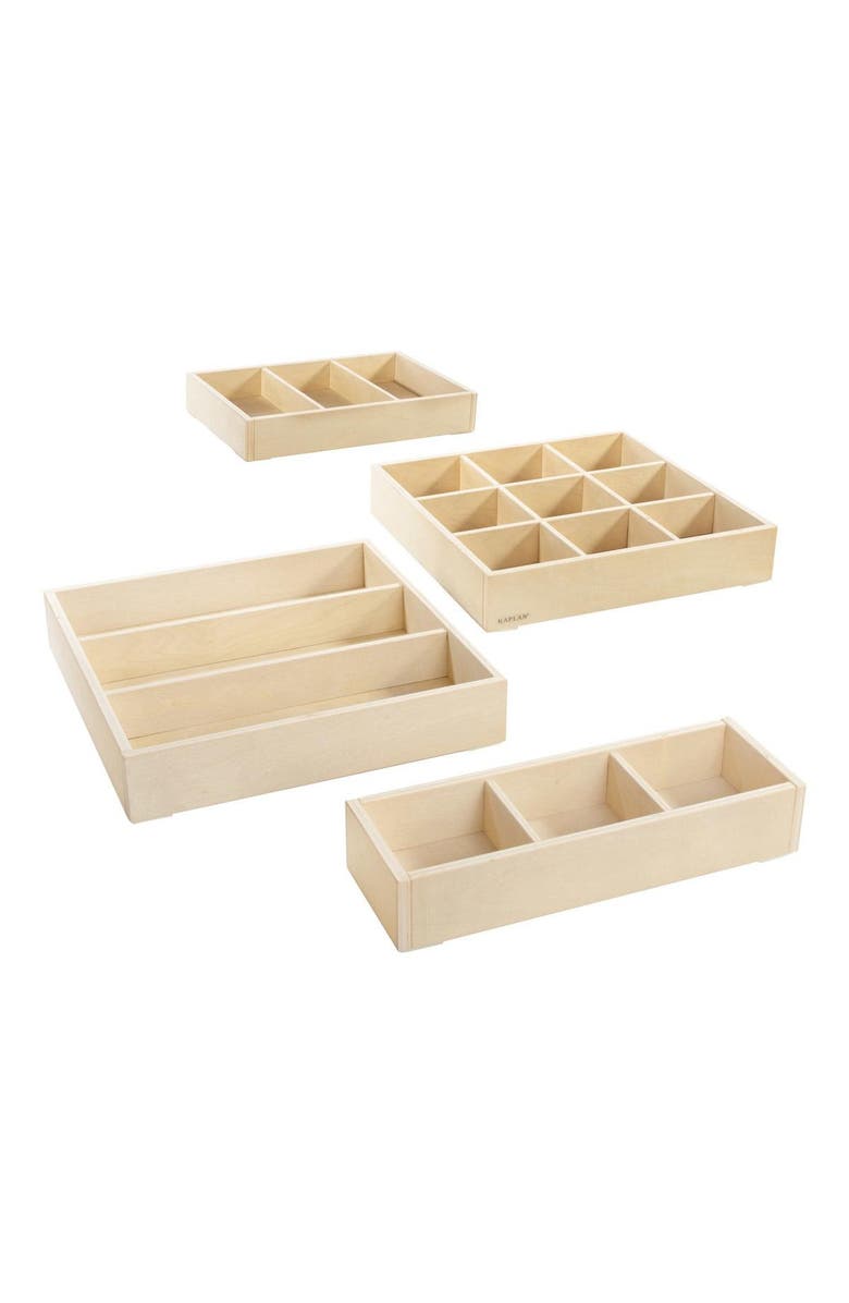 Kaplan Early Learning Company Loose Parts Stacking Wooden Trays - Set of 4, Main, color, Brown