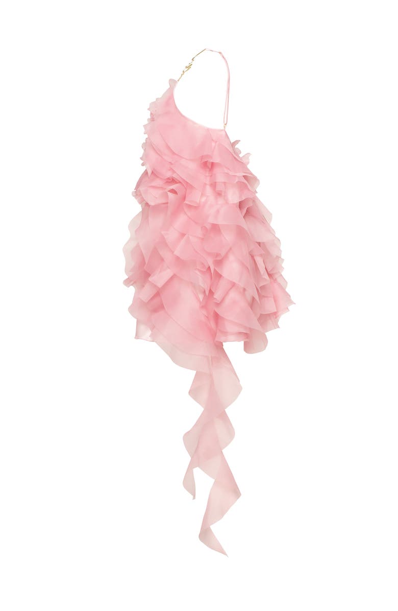 Milla Romantic Ruffled Pink Mini Dress With Rose Appliques, Alternate, color, 