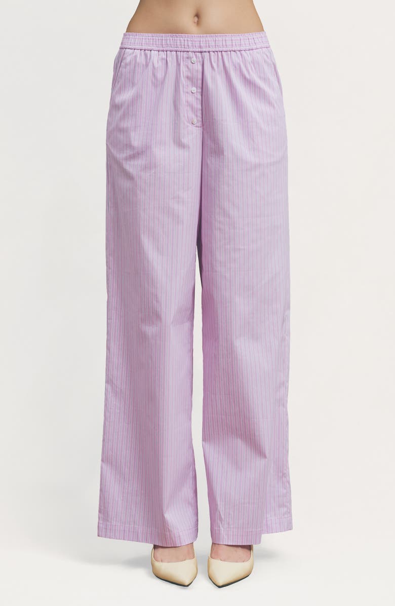 MAUDE CLUB Jasper Stripe Cotton Blend Bra Top & Pants Set, Alternate, color, Pink Stripe