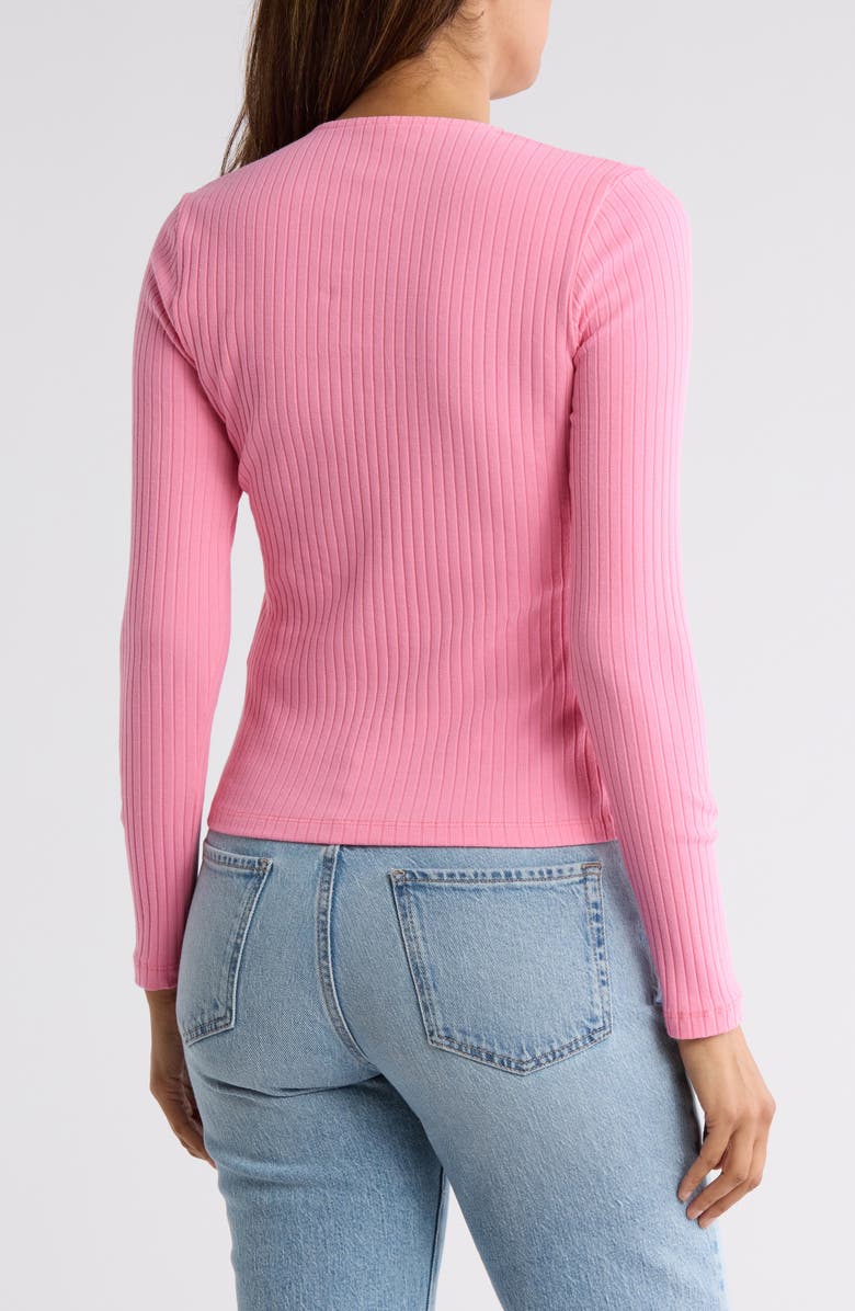 Renee C Tie Front Rib Knit Top, Alternate, color, Pink