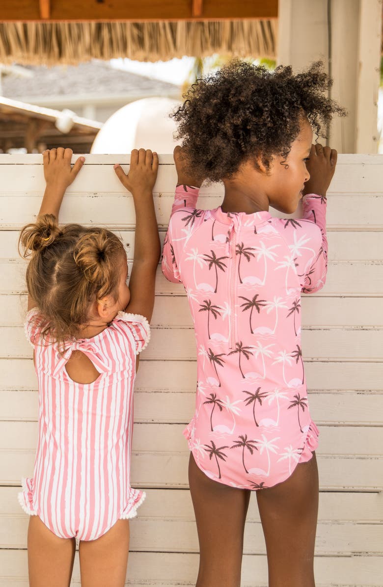 Snapper Rock Kids' Palm Paradise One-Piece Surf Swimsuit, Alternate, color, 