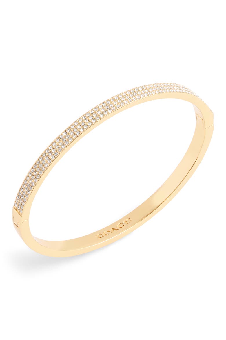 Frontal Crystal Pavé Hinged Bangle Bracelet, Alternate, color, CRYSTAL/ GOLD