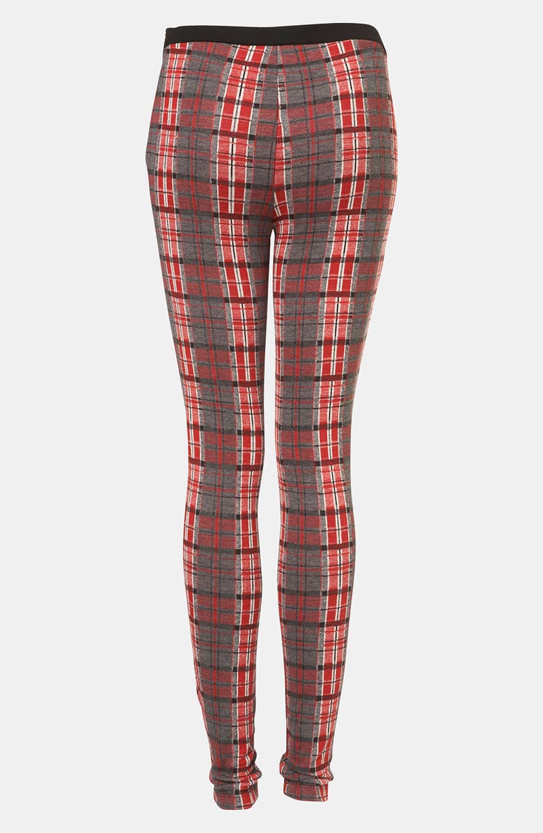 Topshop Tartan Leggings, Alternate, color, 