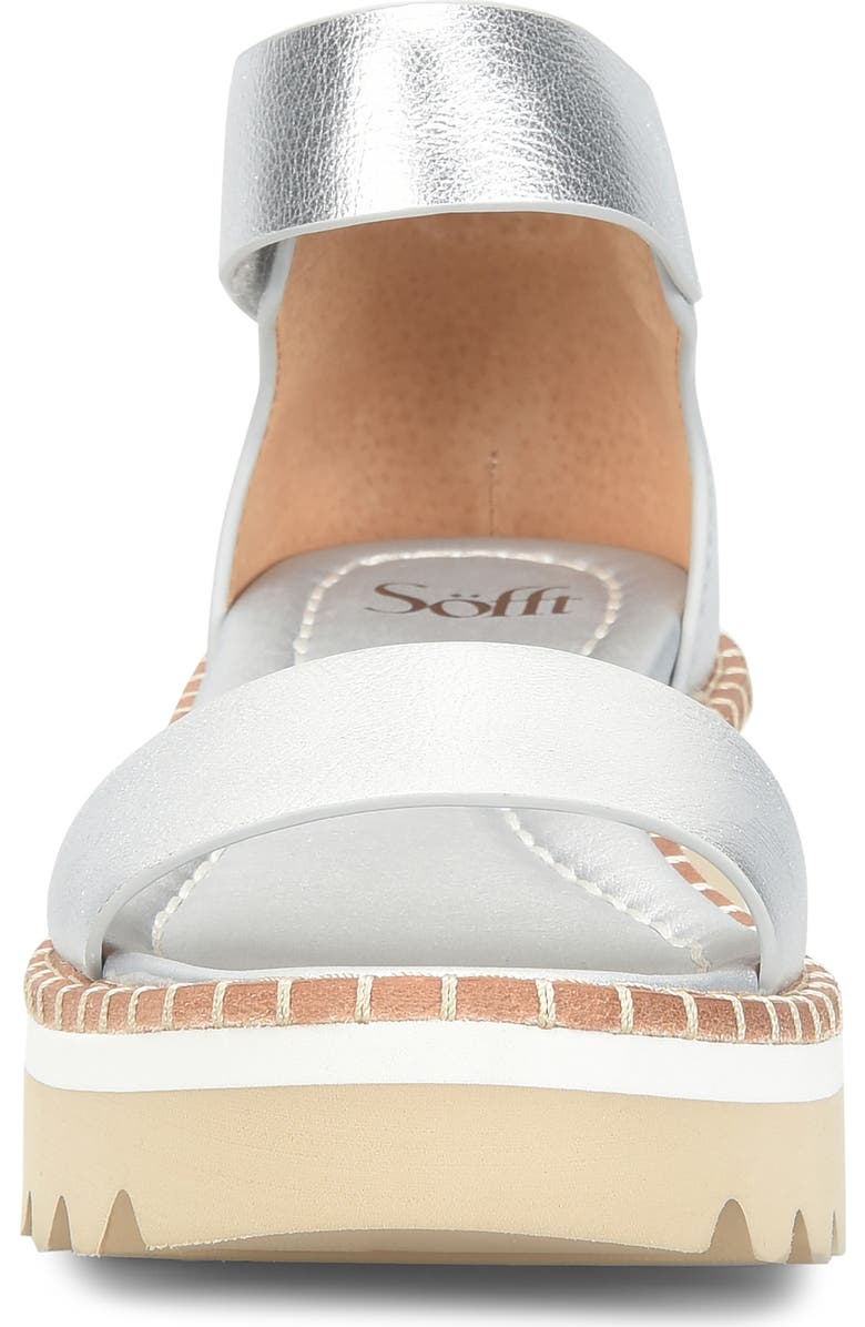 Söfft Ripley Ankle Strap Platform Wedge Sandal, Alternate, color, Silver