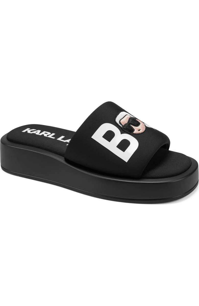 KARL LAGERFELD PARIS Opal Bonjour Platform Slide Sandal, Main, color, Black