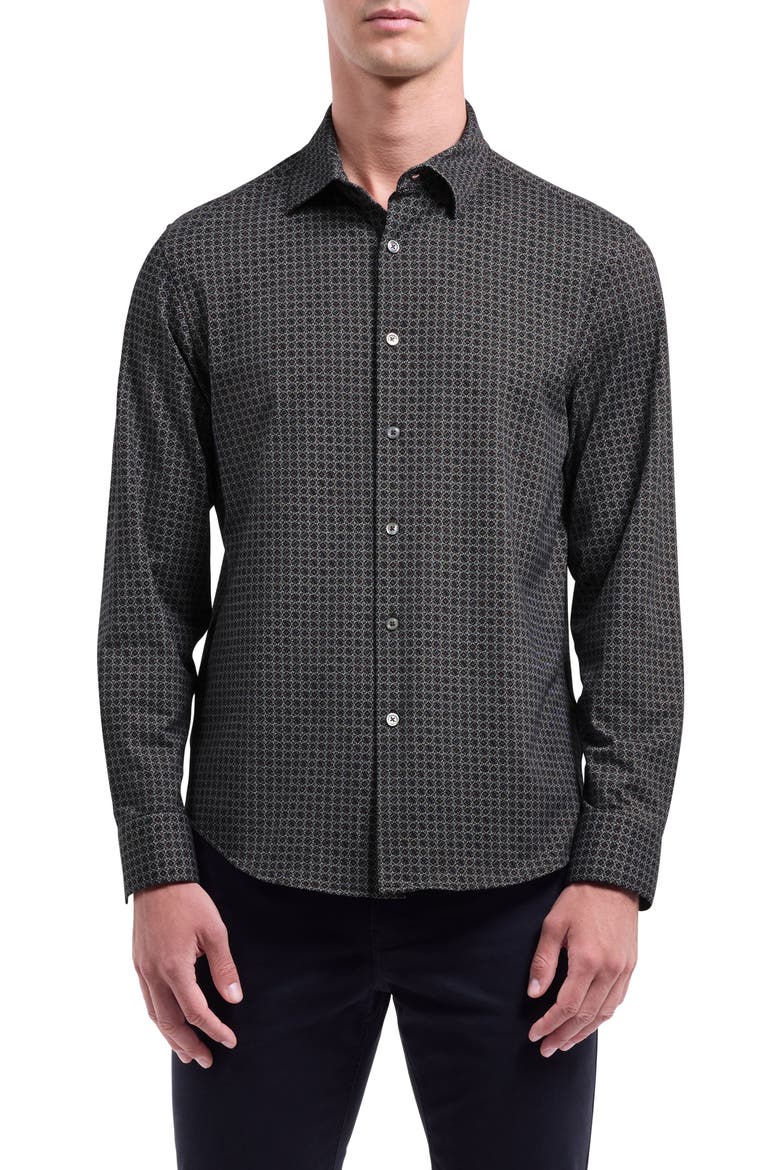 OoohCotton® Jules Floral Twill Button-Down Shirt, Main, color, MAHOGANY